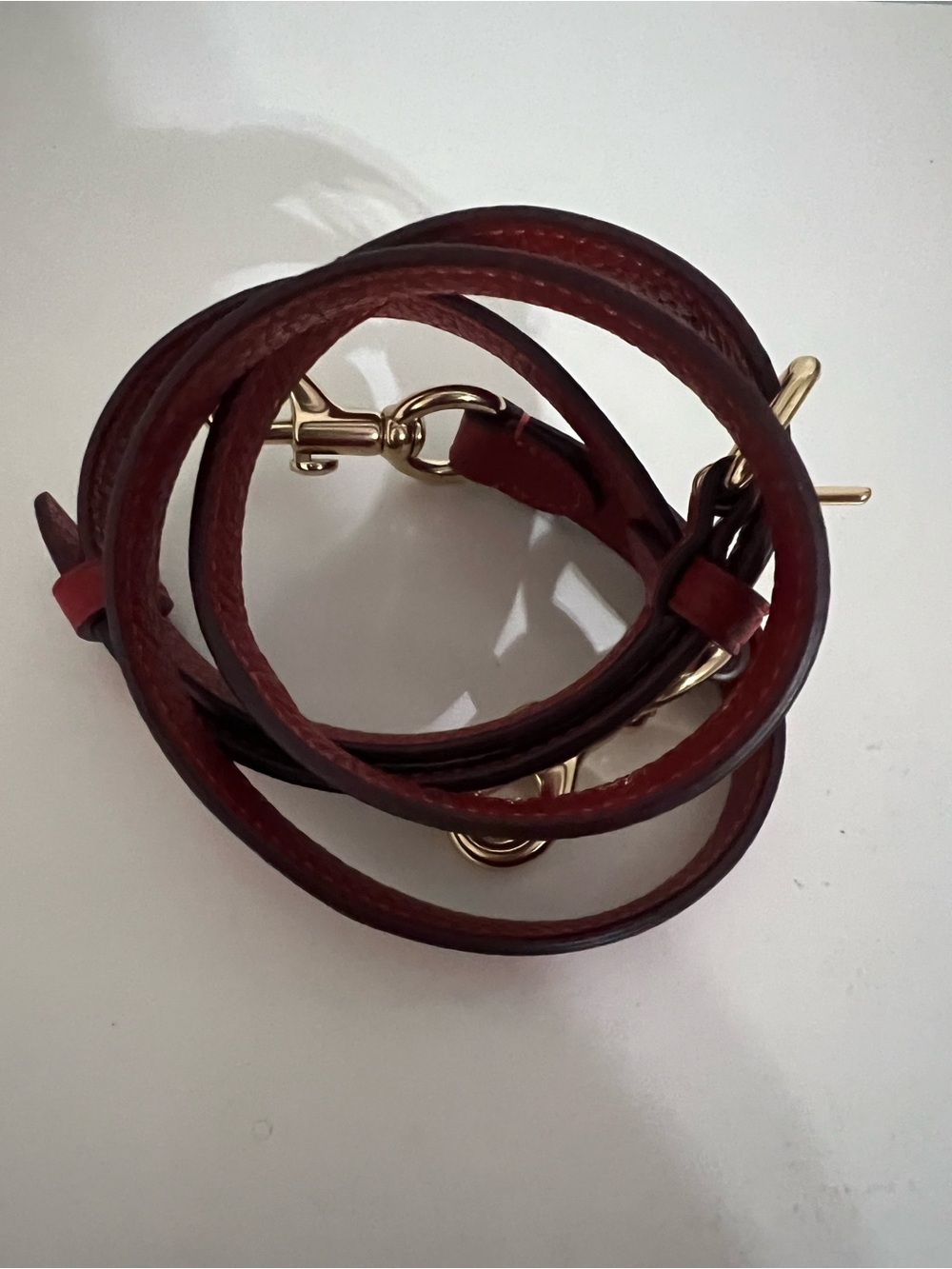 Link New Coach Red Leather Adjustable Strap with Gold-Tone Hardware - Picture 4 of 5